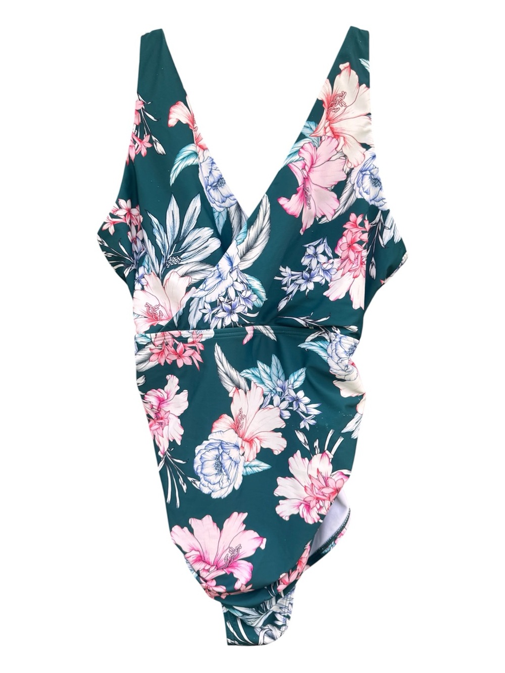 Pinkblush Maternity Floral One-Piece Swimsuit, XL, Sash Bow, Rouched Sides